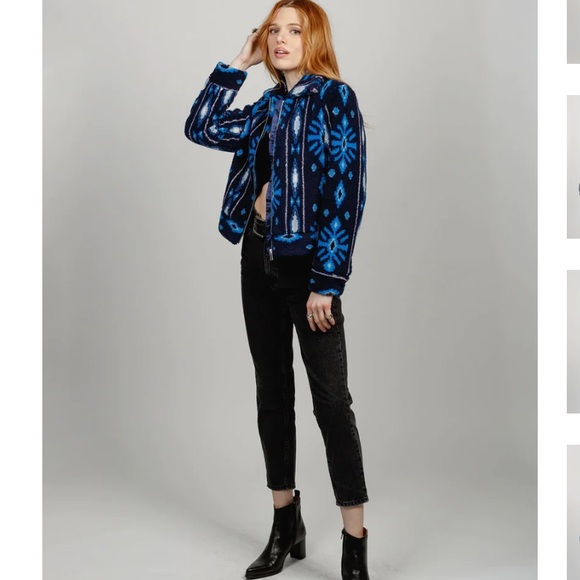 Red Aztec Southwest Sherpa Jacket US L 🎥 - Picture 8 of 15